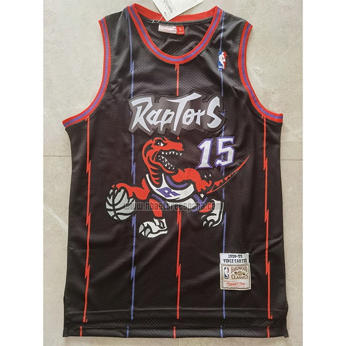 Camiseta Toronto Raptors Vince Carter NO 15 Hardwood Classics Negro